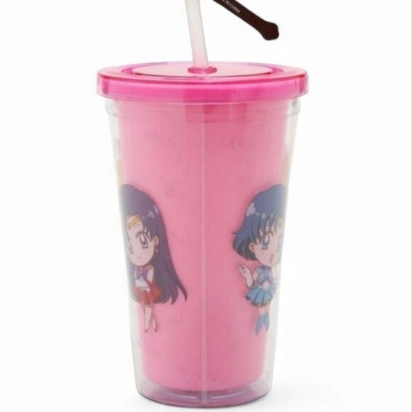 Sailor Moon Chibi Guardians Moon Stick Topper Acrylic Travel Cup - Picture 3 of 3